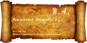 Mauskopf Atanáz névjegykártya